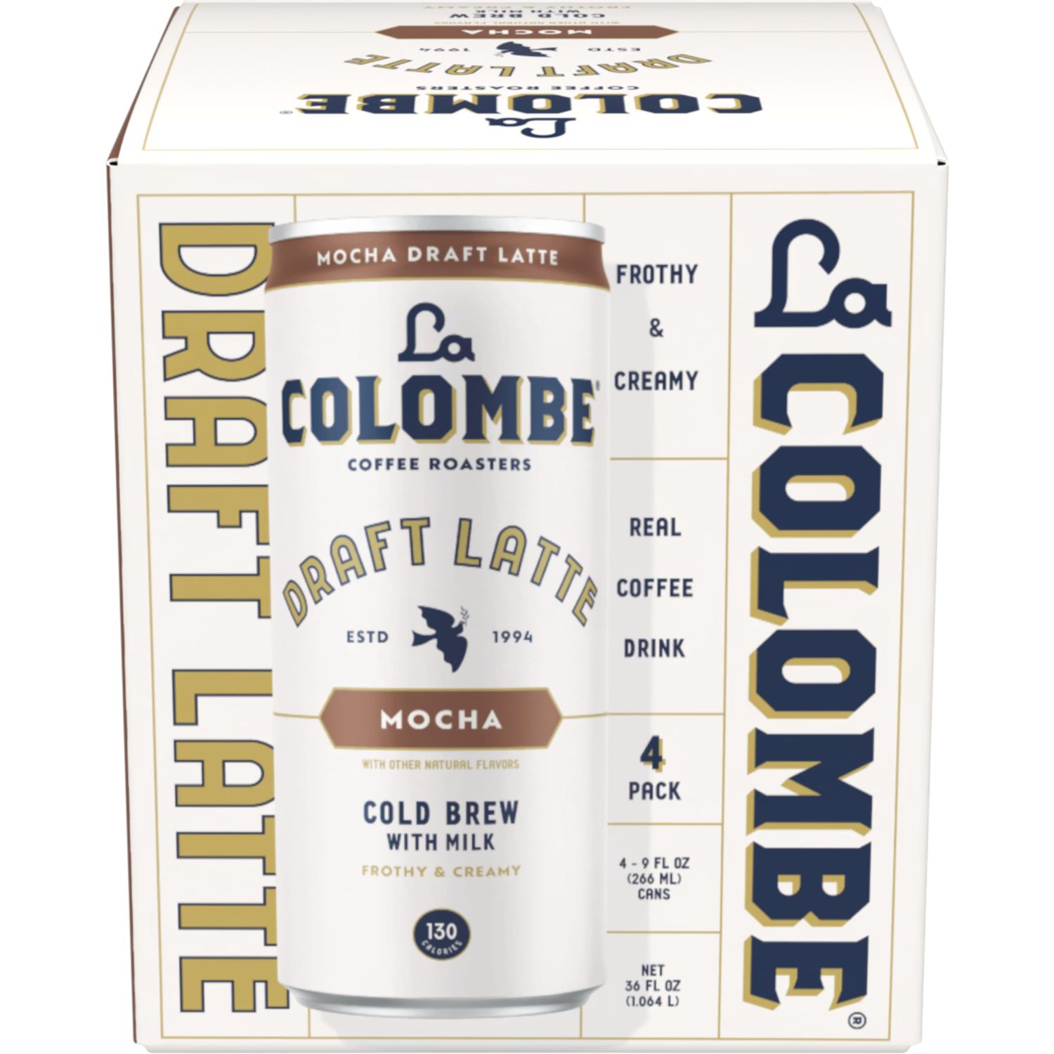 La Colombe Mocha Draft Latte - 9 Fluid Ounce, 4 Count - Cold-Pressed Espresso and Frothed Milk + Dark Chocolate - Made With Real Ingredients - Grab And Go Coffee
