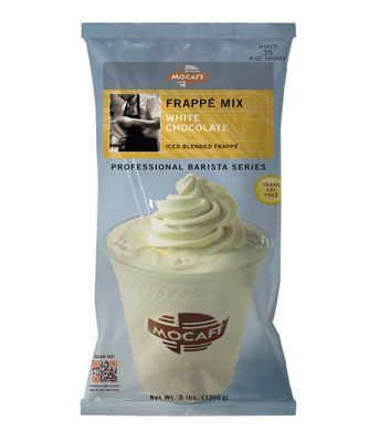MOCAFE Frappe White Chocolate Ice Blended Frappe, 3-Pound Bag Instant Frappe Mix, Coffee House Style Blended Drink Used in Coffee Shops