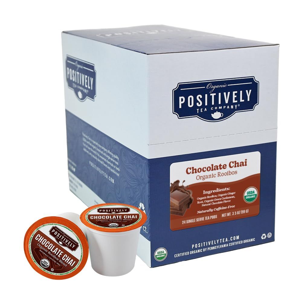 Organic Positively Tea Company, Chocolate Chai Rooibos Tea, K-Cup Compatible, 24 Pods