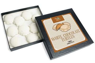 Green Jay Gourmet White Chocolate Turtles - Sweet White Chocolate Covered Pecans &amp; Caramel Delights - Premium Birthday, Valentine's Day, Holiday, Christmas Candy Gifts - Handmade in the USA, 7oz Box