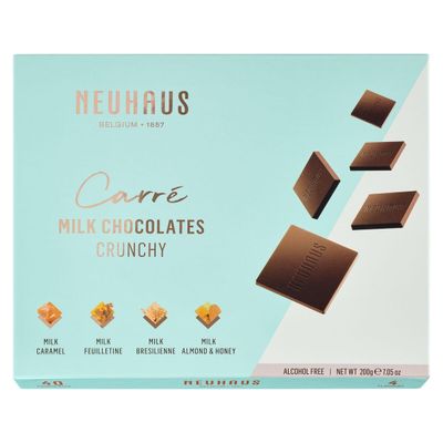 Neuhaus Belgian Chocolate Carr Milk Box - 40 Neuhaus Chocolate Carrs Milk Chocolates - 4 Crunchy Milk Varieties - Individually Wrapped - Chocolate Treasure Box