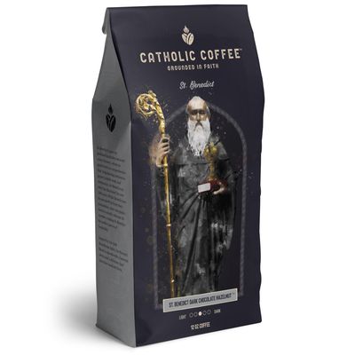 St. Benedict Chocolate Hazelnut Blend Medium Roast Catholic Coffee (Whole Bean) 12 ounces - Small-Batch Crafted, Catholic Faithful &amp; Coffee Lovers