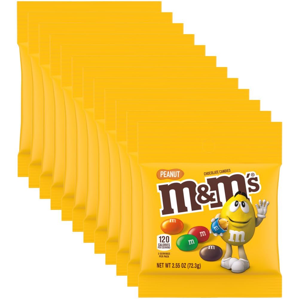 M&amp;M&#39;S Peanut Milk Chocolate Candy, 2.55 oz Bag (Pack of 12)