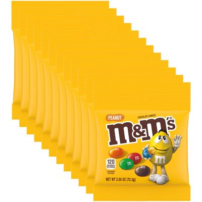 M&amp;M&#39;S Peanut Milk Chocolate Candy, 2.55 oz Bag (Pack of 12)