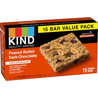 KIND Healthy Grains Bars, Peanut Butter Dark Chocolate, 1.2 Ounce, 60 Count, Gluten Free