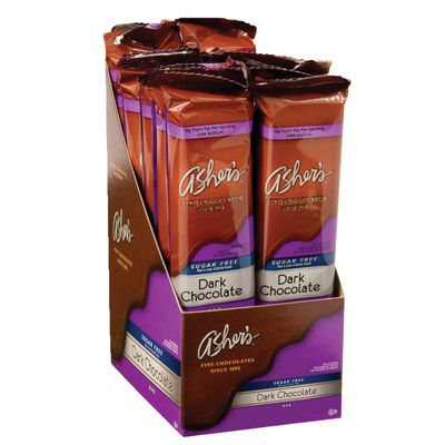 Asher&#39;s Chocolates, Sugar Free Chocolate Bars, Small Batches of Kosher Chocolate, Family Owned Since 1892, Keto Chocolate (12 Bars, Dark Chocolate)