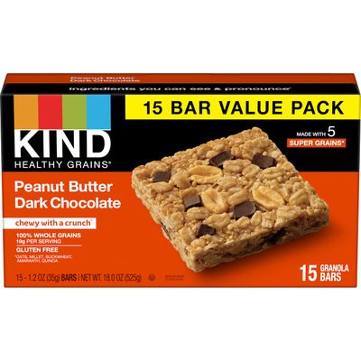 KIND Healthy Grains Bars, Peanut Butter Dark Chocolate, 1.2 Ounce, 60 Count, Gluten Free