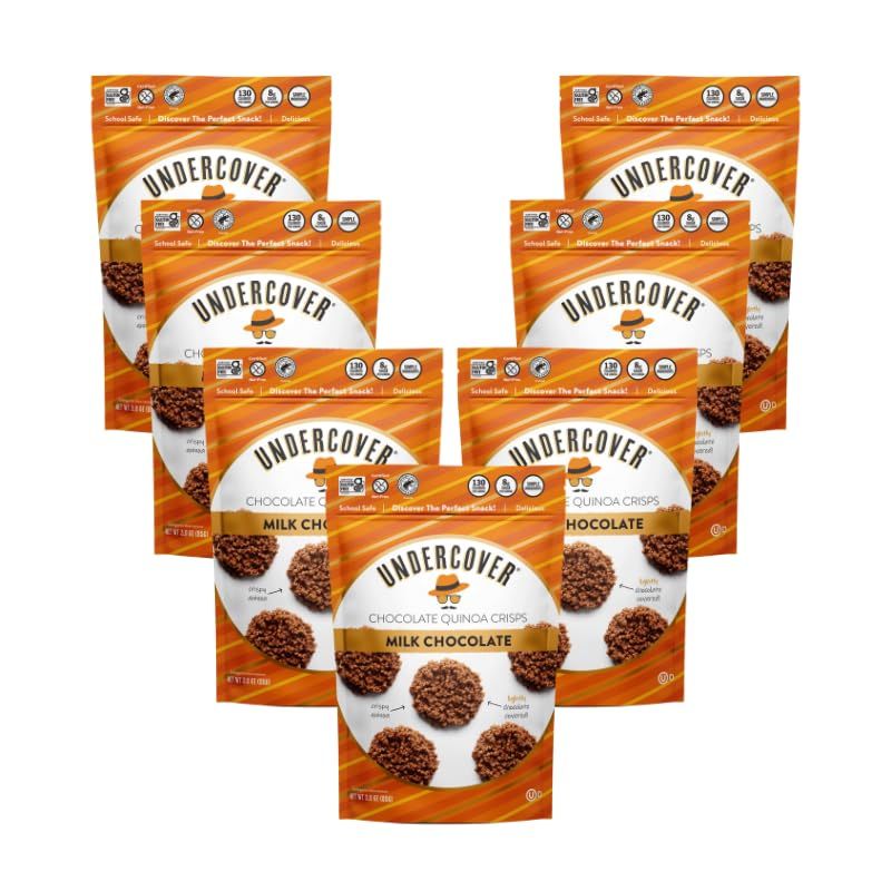 Undercover Chocolate Quinoa Crisps - Milk Chocolate | 7-Pack, 3oz Bags of Mini Crisps | Gluten Free, Nut-Free, Allergen Friendly, Kosher