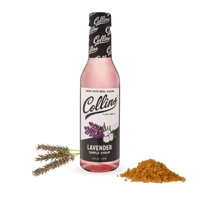 Collins Lavender Simple Syrup with Real Sugar for Cocktails, Spritz, Iced Tea, Lemonade, Hot Chocolate, Dessert, Baking, Coffee Syrups, Home Bar Accessories, 12.7 oz, Set of 1
