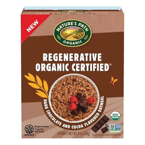 Nature&#39;s Path Organic Regenerative Organic Certified Dark Chocolate and Cocoa Oatmeal, 8 oz (Pack of 1), Non-GMO, Fair Trade