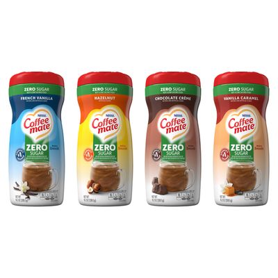 Nestle Coffee mate Zero Sugar Flavored Creamer 4 Pack Variety Pack (10.2 oz bottles) - Vanilla Caramel, Hazelnut, French Vanilla, Chocolate Crme