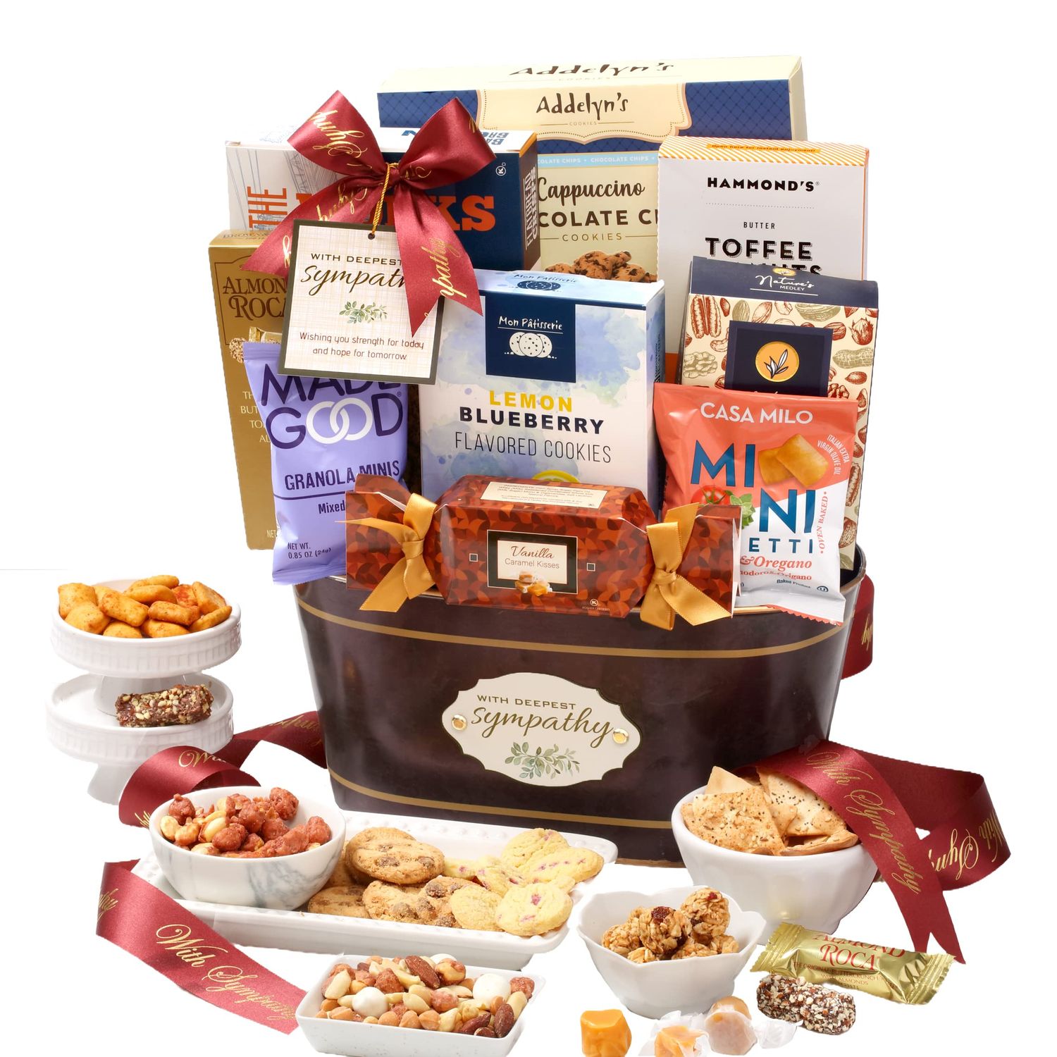 Broadway Basketeers Sympathy Care Package Gift Basket of Chocolates &amp; Sweets.Send Condolences &amp; Well Wishes with Beautiful Basket Enjoy Large Assortment of Sweets &amp; Savory,Perfect for Mom Dad Friends