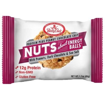 Betty Lou&#39;s Energy Balls - Protein Plus Peanut Butter Chocolate Chip | Healthy Gluten Free Protein Balls | Non GMO, High Fiber, No Refined Sugars | High Protein Snack | Individually Wrapped (12 Pack)