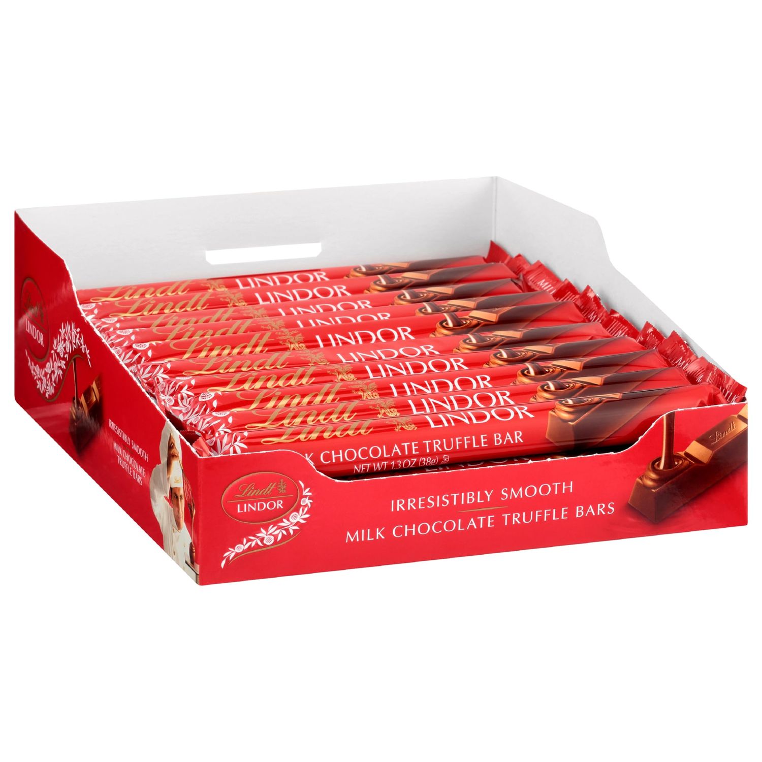 Lindt LINDOR Milk Chocolate Truffle Bar, Chocolate Candy Bar with Smooth Center, Great for gift giving, 1.3 oz. (30 Pack)