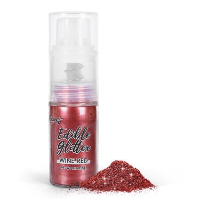 Wine Red Edible Glitter Spray, 5g Edible Glitter for Cocktails, Cobakey Luster Dust Edible for Cake Decorating, Drinks, Baking, Chocolate, Strawberrie
