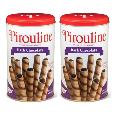 Pirouline Rolled Wafers - Dark Chocolate - Rolled Wafer Sticks, Crme Filled Wafers, Rolled Cookies for Coffee, Tea, Ice Cream, Snacks, Parties, Gifts, and More - 14.1oz Tin 2pk