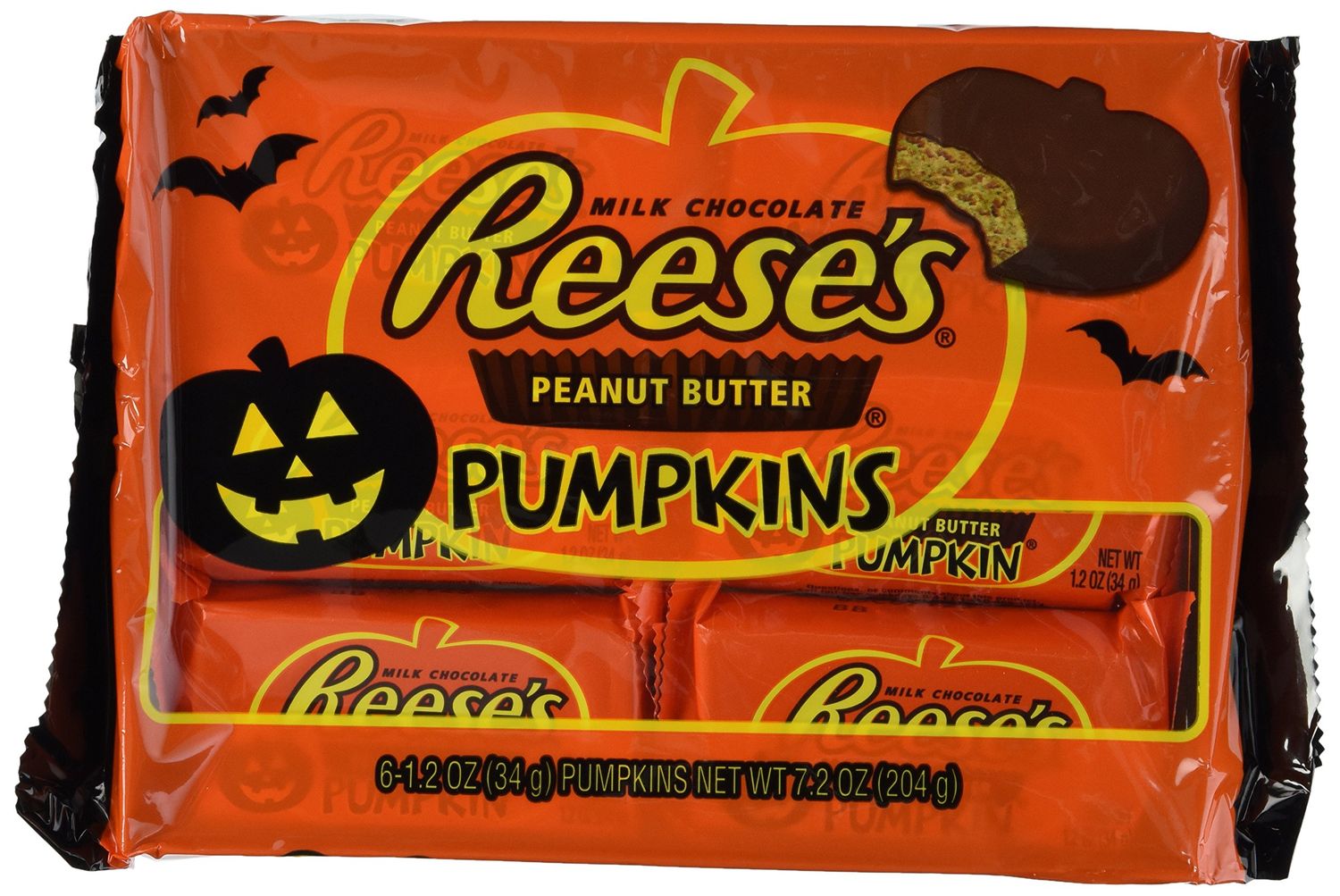 Reese&#39;s Halloween Peanut Butter Pumpkins, 6-Count, 1.2-Ounce Packages (Pack of 3)