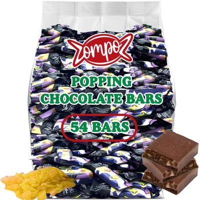 Popping Milk Chocolate Bars with Popping Candy, 40-Count Individually Wrapped Snack Size Chocolate Candies for Goodie Bags, Party Favors, Piata, Candy Dish, 2 Candy Bags