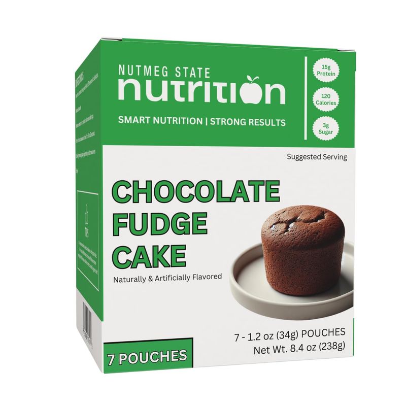 Nutmeg State Nutrition - High Protein Chocolate Mug Cake Mix, 15g Protein, 120 Calories, 3g Sugar, Low Fat, 7 Servings Per Box (1 Box (7 Servings), Chocolate Fudge Cake)