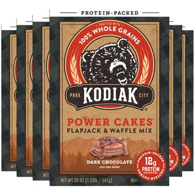 Kodiak Cakes Protein Pancake Power Cakes, Flapjack and Waffle Baking Mix, Dark Chocolate, 18 Ounce (Pack of 6)