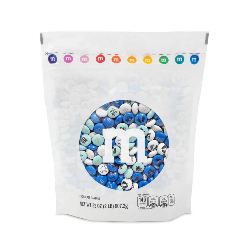 M&amp;M'S It's A Boy Milk Chocolate Candy, 2lbs of Blue &amp; White Bulk M&amp;M'S with It's A Boy Themed Icons, Baby Shower Dcor, Birth Announcements &amp; Gender Reveal Parties