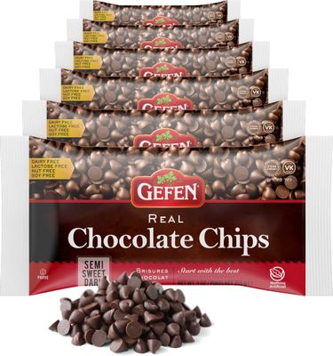 Gefen Vegan Semi Sweet Real Dark Chocolate Chips, Dairy Free 9oz (6 Pack),Nut Free, Lactose Free, Kosher, Great for Baking