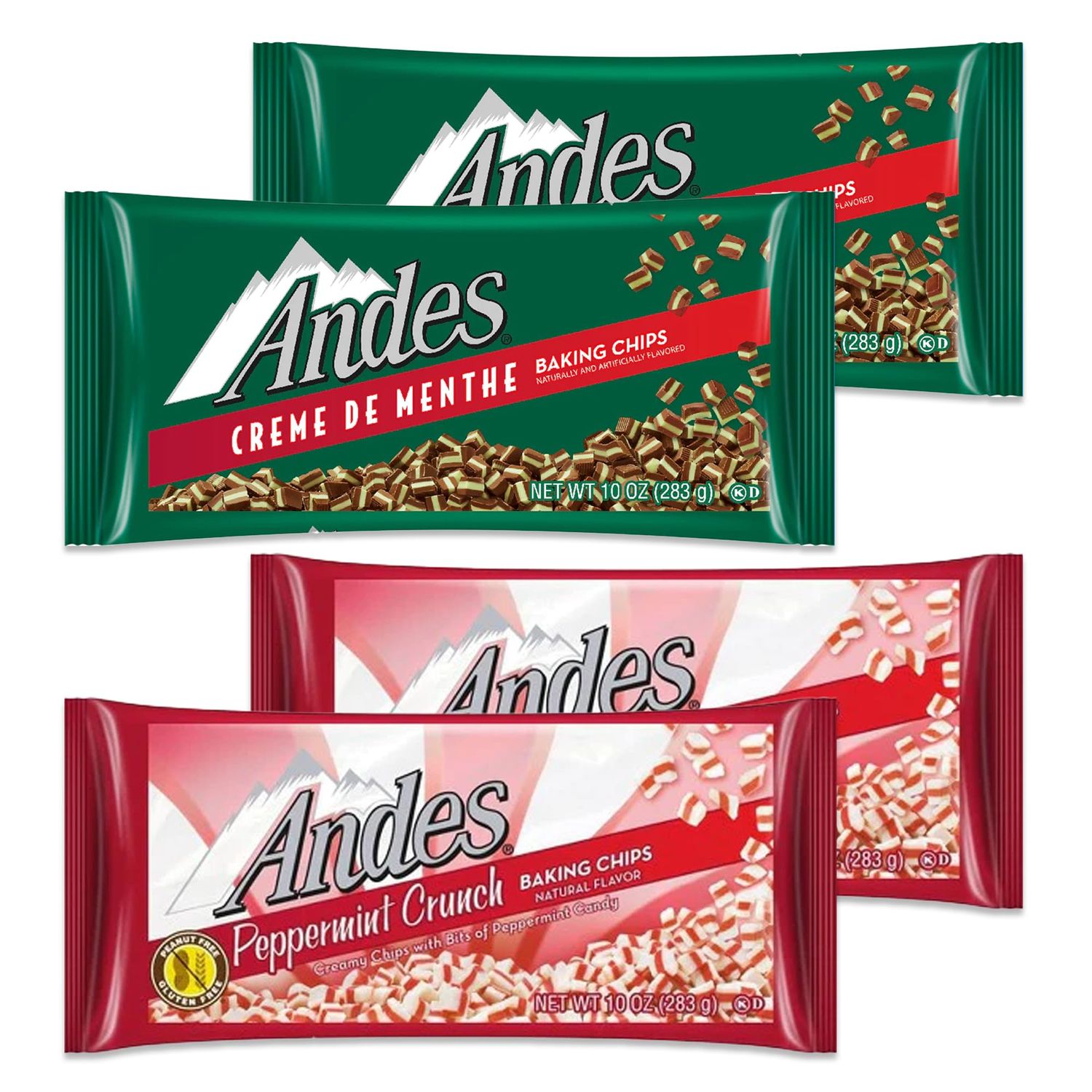 Andes Chocolate Mints Baking Chips Variety 4 Pack- Andes Creme De Menthe Baking Chips and Andes Peppermint Crunch Baking Chips, Andes Mints, Baking Chips, Andes Mints Candy, Andes Mints Bulk