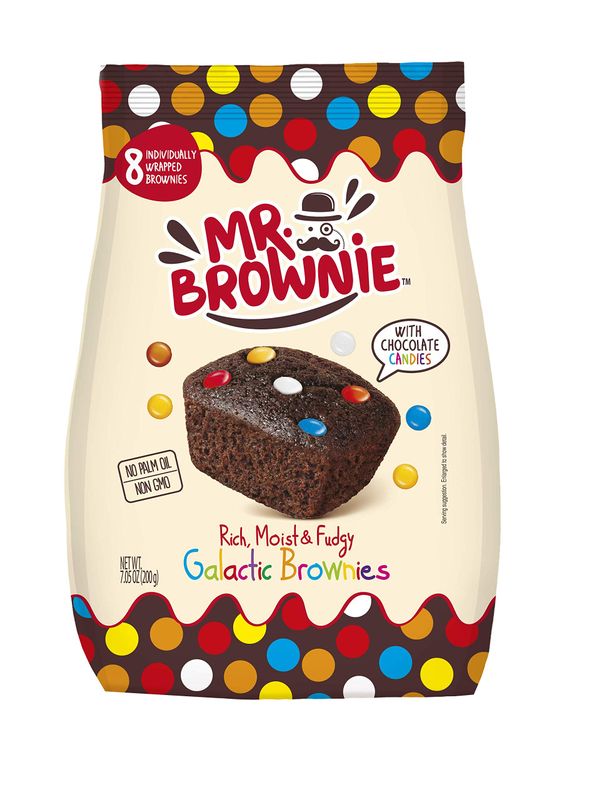 Mr. Brownie Galactic Brownies | 8 Individually Wrapped Brownie Bites | Snack Packs for Kids &amp; Adults | Real Belgian Chocolate + Crispy Chocolate Candies