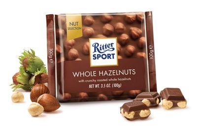 Ritter Sport Milk Chocolate with Whole Hazelnuts 100g/3.52oz (Pack of 2)