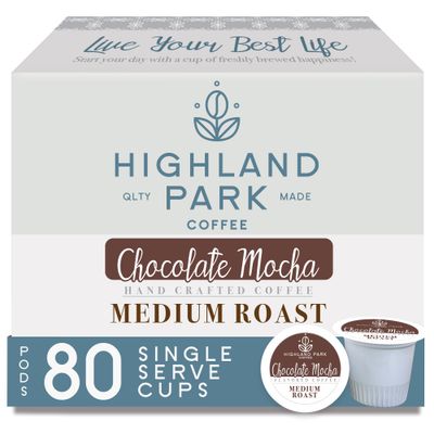 Highland Park Coffee Single Serve Coffee Pods, Chocolate Mocha, Chocolate Mocha, 80.0 Count