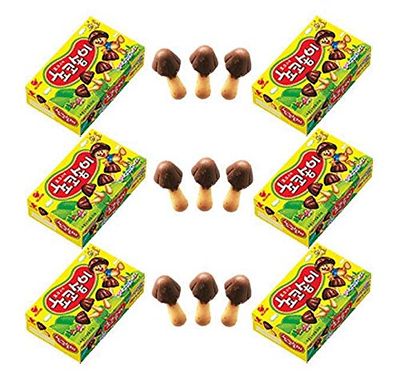 Choco BOY Chocolate Snack -- 50gm X 6 Boxes (Mushroom Shaped Chocolate Topped Mini Biscuits)