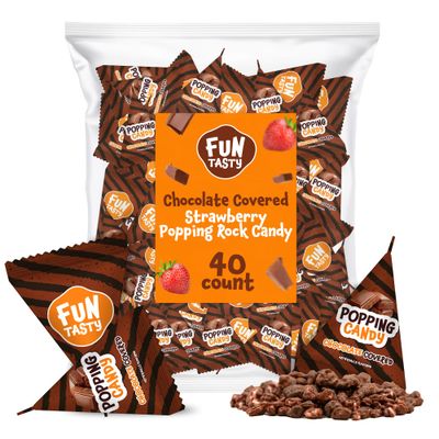 Funtasty Popping Rocks, Chocolate Covered Strawberry Flavor, 40-Count Bag