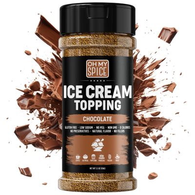 Ice Cream Topping Chocolate Powder Mix - Gluten Free Cocoa Powder for Coffee Toppings. Sweet Cacao Powder Seasoning Flavor for Oatmeal, Pancake, Popcorn, Yogurt &amp; Dessert. Chocolate for Coffee. 5.5oz