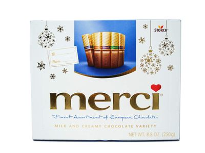Merci Assorted Chocolate Holiday Boxes with Milk and Almond Flavored Chocolate Pieces, Set of 2, 8.8 Ounces Each