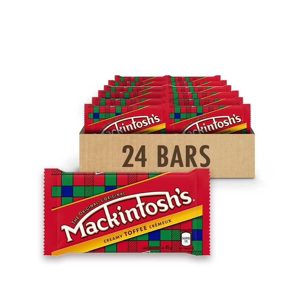Nestle Mackintosh&#39;s 24 Pack Creamy Toffee - 45g Individually Wrapped Bars in Original Display Box Product of Canada
