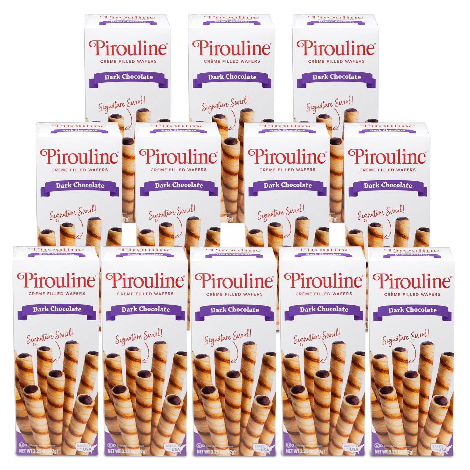 Pirouline Rolled Wafers - Dark Chocolate - Rolled Wafer Sticks, Crme Filled Wafers, Rolled Cookies for Coffee, Tea, Ice Cream, Snacks, Parties, Gifts, Birthdays - 3.25oz Carton 12 Pack