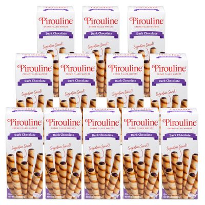 Pirouline Rolled Wafers - Dark Chocolate - Rolled Wafer Sticks, Crme Filled Wafers, Rolled Cookies for Coffee, Tea, Ice Cream, Snacks, Parties, Gifts, Birthdays - 3.25oz Carton 12 Pack