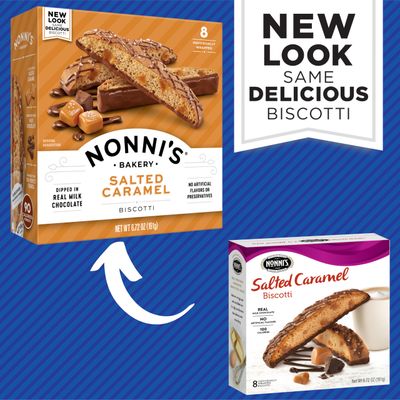 Nonni's Salted Caramel Biscotti Italian Cookies - 3 Boxes - Biscotti Individually Wrapped Cookies - Italian Biscotti Cookies w/Rich Milk Chocolate & Sea Salt - Kosher - 6.72 oz