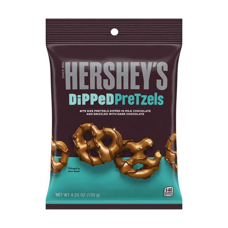 Hershey's Dipped Pretzels, 4.25 oz. Bags, Case of 12 (Milk Chocolate)