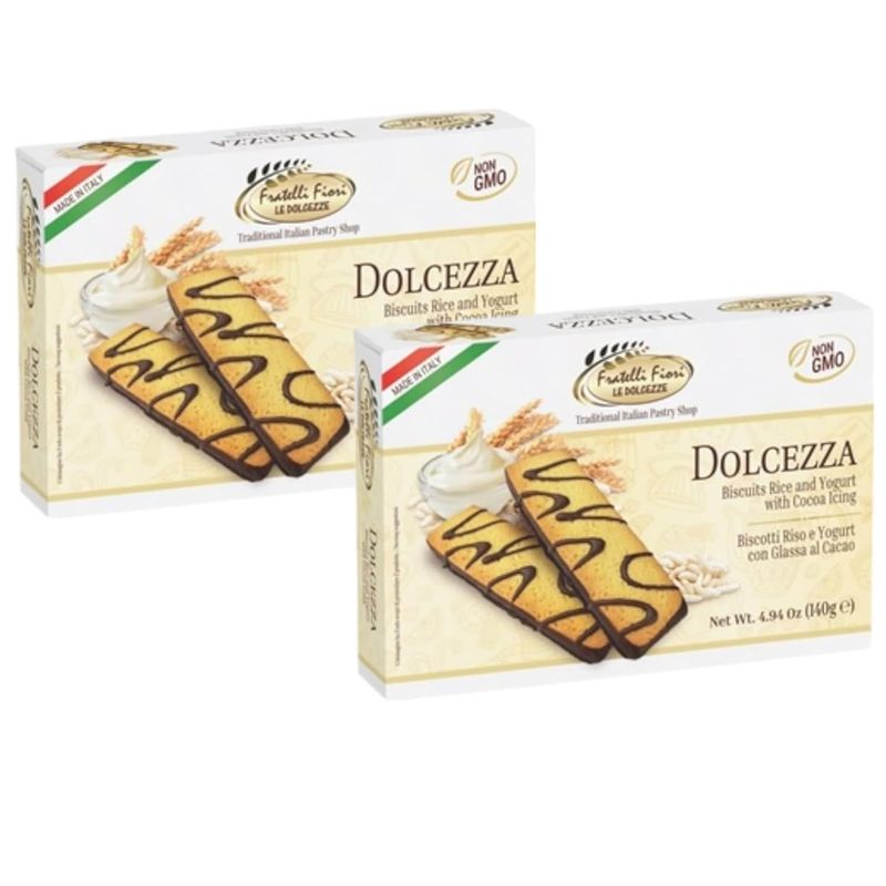 Fratelli Fiori Dolcezza Chocolate Cookies - Authentic Italian Cookies with Creamy Yogurt &amp; Rich Chocolate Glaze - Delicious Healthy Cookies Ideal for Snacking, Tea Time &amp; Light Desserts - 2 Pack