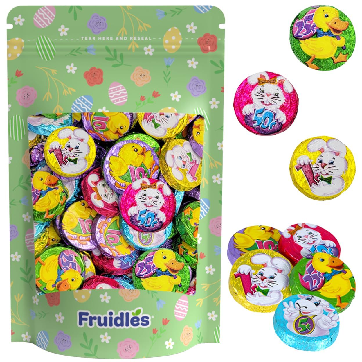 Easter Double Crisp Bunny Munny Milk Chocolate, Happy Easter Day Coins, Party Bag Fillers, Individually Wrapped Foils, Kosher Certified Dairy (1 Pound)