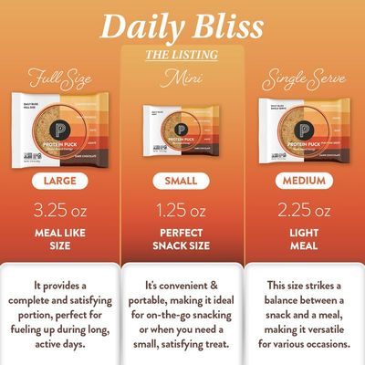 Protein Puck Vegan Protein Bars Mini Almond Butter, Dark Chocolate Flavor Daily Bliss | 5g Plant Based Protein | 12 Count