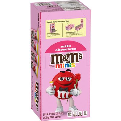 M&amp;M&#39;S Valentine&#39;s Milk Chocolate MINIS Size Candy 1.08-Ounce Tube (Pack of 24)