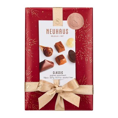 Neuhaus Belgian Chocolate Classic 2024 Holiday Ballotin 1/2 lb - 18 Pieces Assorted Milk, White &amp; Dark Chocolate Pralines - Christmas Gift - Gourmet Chocolate Gift