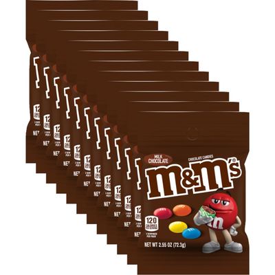 M&amp;M&#39;S Milk Chocolate Candy Peg Bag, 2.55 oz (Pack of 12)