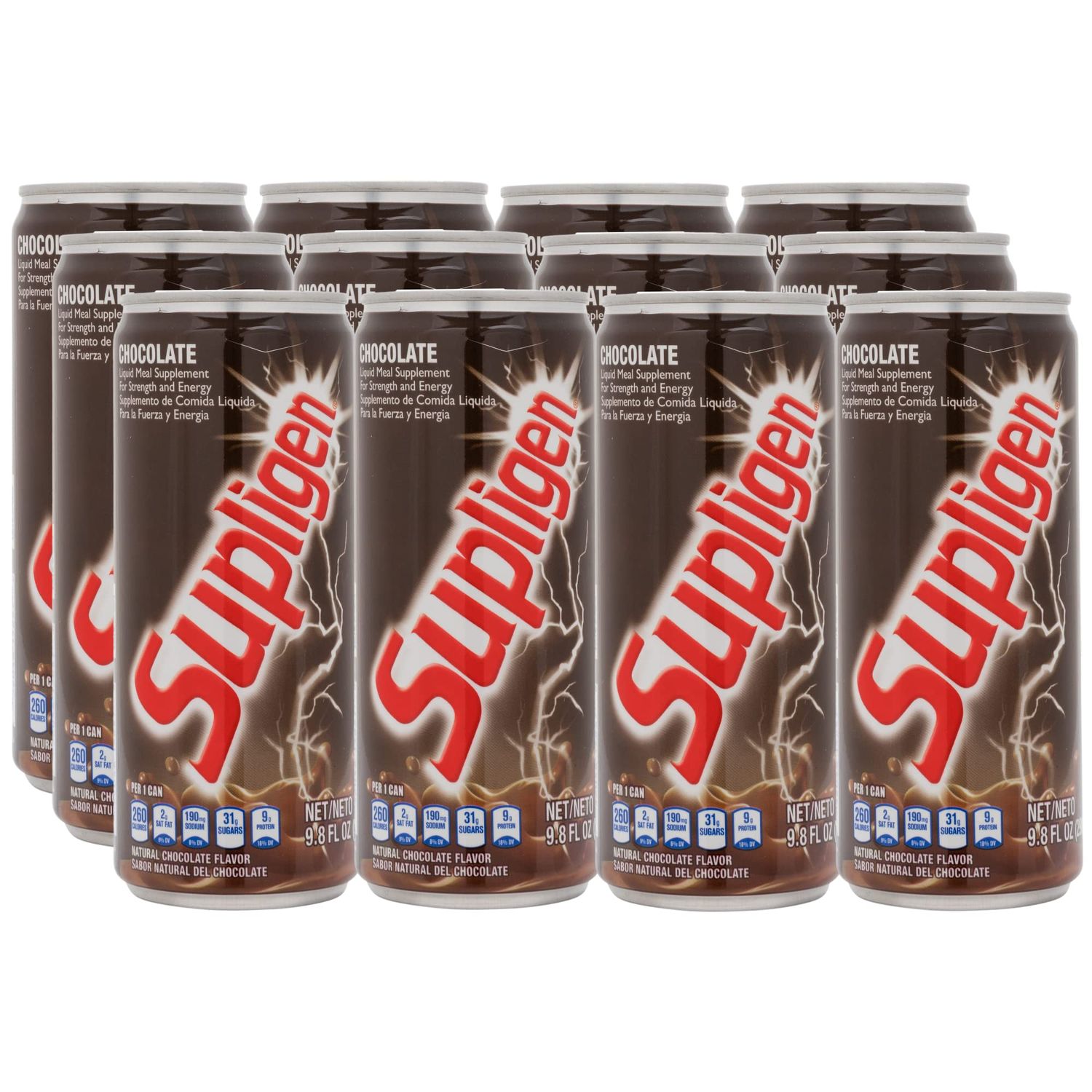 Supligen Chocolate Liquid Meal Supplement for Strength and Energy, 9.87 Ounce (Pack of 12)
