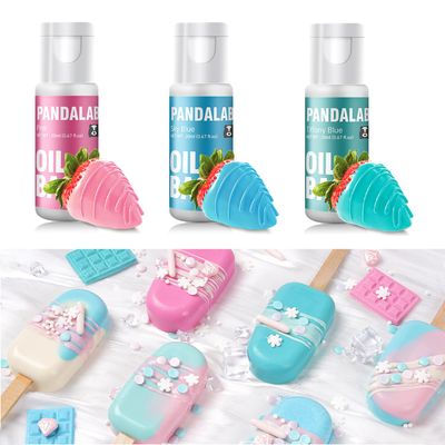 Oil Based Food Coloring for Chocolate - Pink Tiffany Blue Edible Baking Food Dye for Chocolate, Candy Melts, Cakepops, Cakesicles, Fondant, Butter, Meringues, Donuts - 0.67 Fl.Oz Bottles