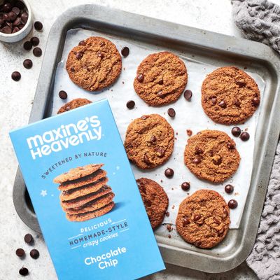 Maxine's Heavenly Crispy Chocolate Chip Cookies | Low Carb, Low Sugar, Vegan Snacks, Plant Based Snack, Kosher, Gluten Free Snack - Healthy Snacks | 2 Pack = 24 Cookies