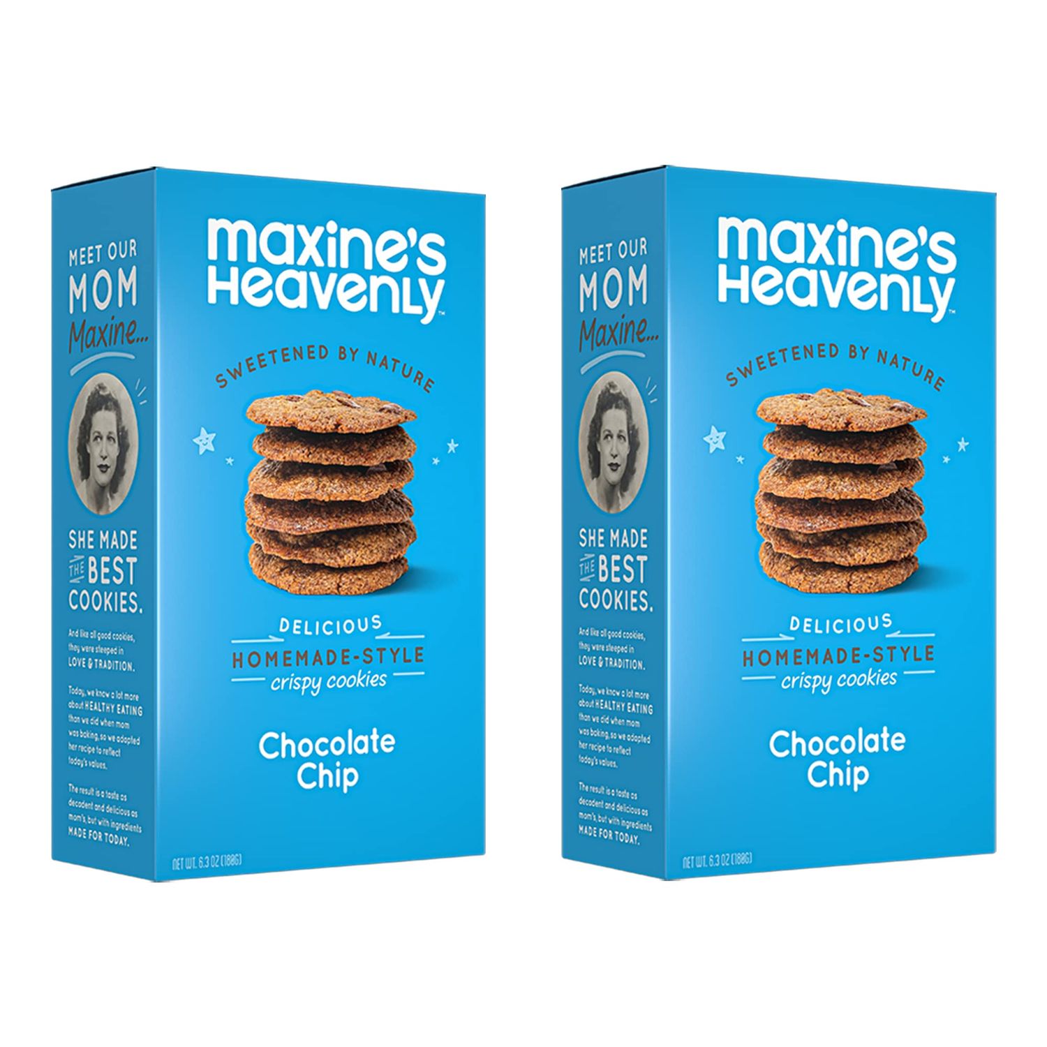 Maxine&#39;s Heavenly Crispy Chocolate Chip Cookies | Low Carb, Low Sugar, Vegan Snacks, Plant Based Snack, Kosher, Gluten Free Snack - Healthy Snacks | 2 Pack = 24 Cookies