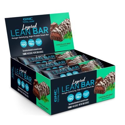 GNC Total Lean Layered Lean Bar - Chocolate Mint | 16g Protein | 9 Bars
